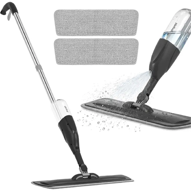 Zortiva Spraymop 300 ml met 3 wasbare microvezeldoeken en draaibare kop van 360° voor vloeren