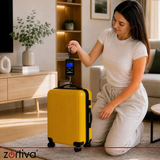 Zortiva Kofferweegschaal tot 40 kg met ledscherm, tarra en meetvergrendeling voor bagage op reis