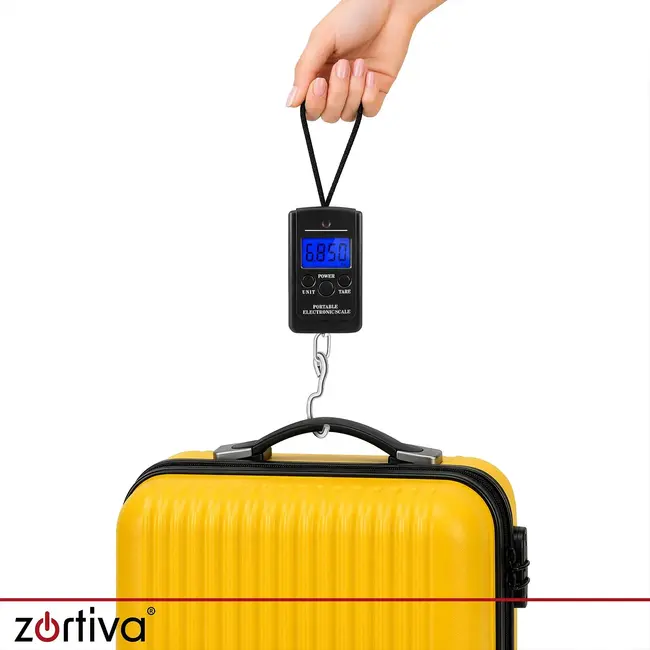 Zortiva Kofferweegschaal tot 40 kg met ledscherm, tarra en meetvergrendeling voor bagage op reis