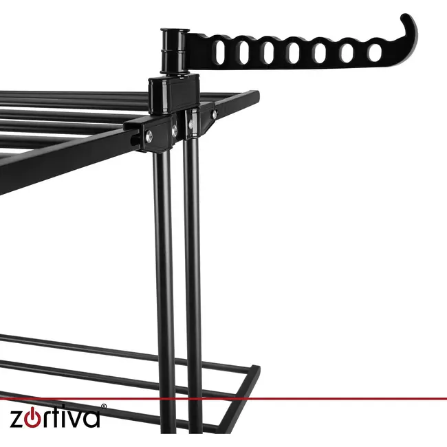 Zortiva Opvouwbaar verticaal droogrek 178 cm met 3 niveaus, 4 wielen en zijhaken voor kleding