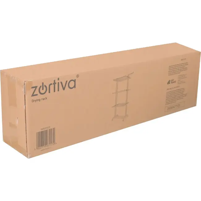 Zortiva Opvouwbaar verticaal droogrek 178 cm met 3 niveaus, 4 wielen en zijhaken voor kleding