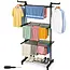 Zortiva Opvouwbaar verticaal droogrek 178 cm met 3 niveaus, 4 wielen en zijhaken voor kleding