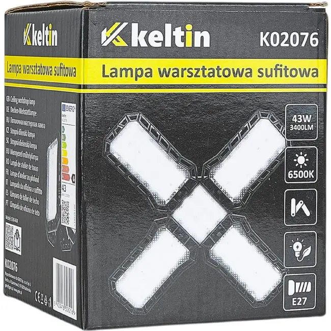 Keltin Opvouwbare E27 werkplaatslamp 60 W 3200 lm 6500 K praktisch