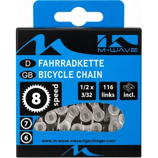 M-Wave Ketting 6/7/8-speed - 116 schakels - Zilver/Grijs - Inclusief verbindingsschakel