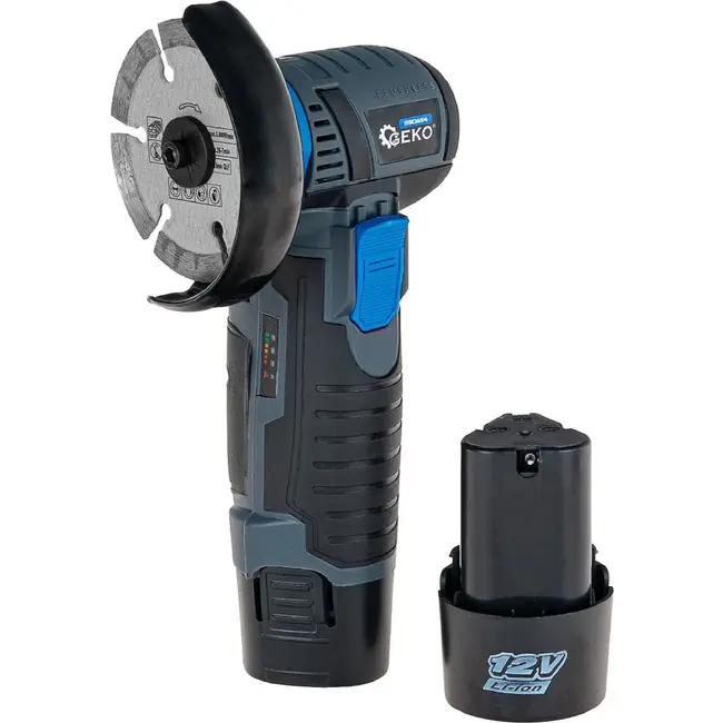 GEKO Accu mini haakse slijper 12 V 76 mm met twee accu's van 2,0 Ah