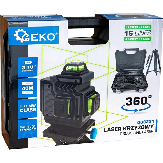 GEKO Groene 360 graden kruislijnlaser met statief doelgericht