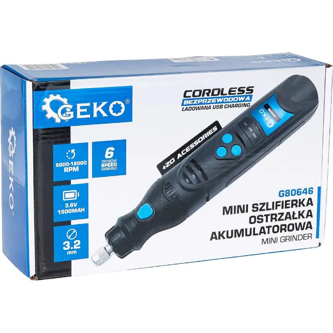 GEKO Accu mini slijpmachine 3,6 V met accessoires doelgericht