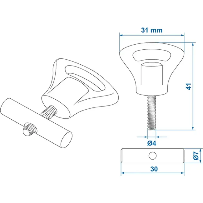 ProPlus Eindstop tentrail - kunststof knop - Ø 8-10 mm - set van 2