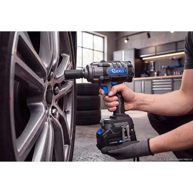 GEKO Accu slagmoersleutel 21 V 850 Nm met twee accu's van 4,0 Ah