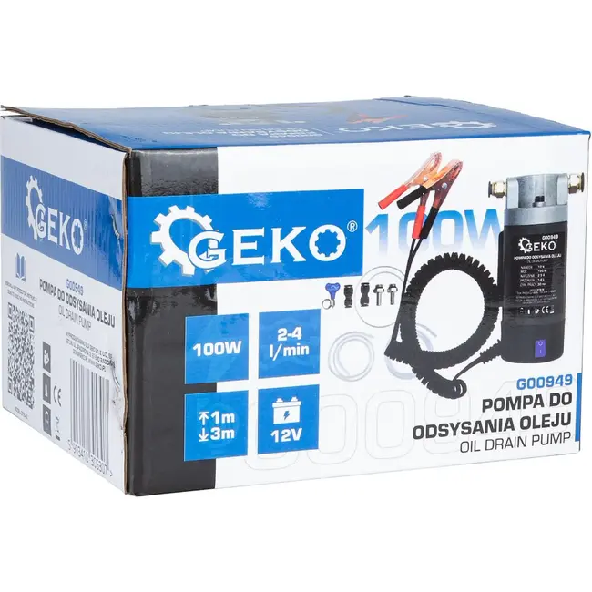 GEKO Elektrische 12 V olie-afzuigpomp 100 W voor auto, motor en landbouwmachine