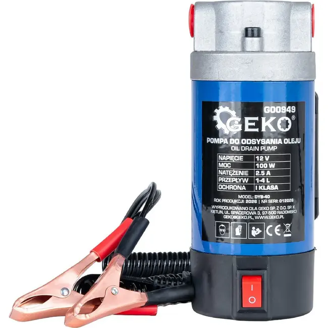 GEKO Elektrische olie-afzuigpomp 12 V 100 W voor auto en motor