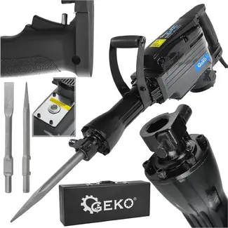 GEKO Sloophamer 45 J 1200 W met HEX-opname, hulpgreep, twee beitels en opbergkoffer voor breekwerk