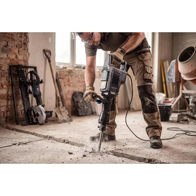 GEKO Sloophamer 70 J 1700 W met HEX 30 mm, twee beitels, hulpgreep en metalen koffer