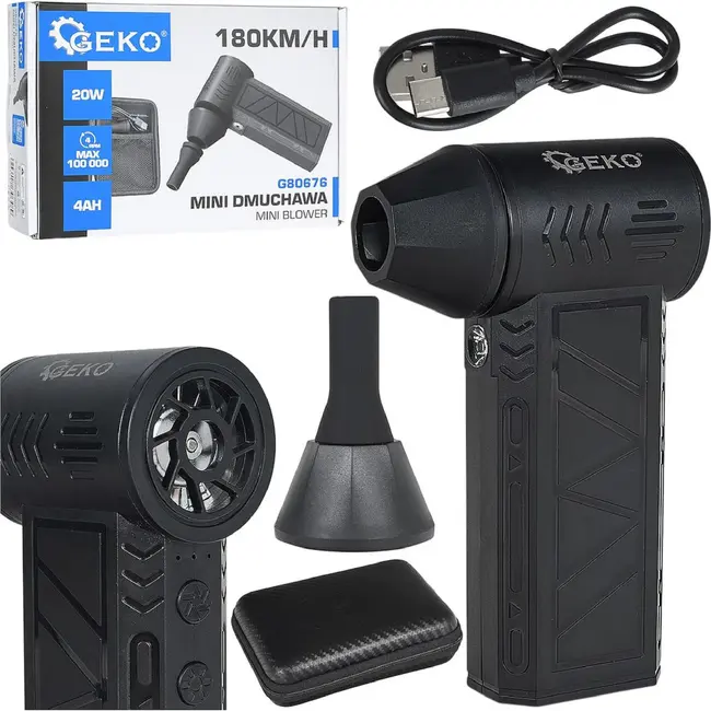 GEKO Compacte mini luchtblazer 7,4 V 4000 mAh met USB-C en led