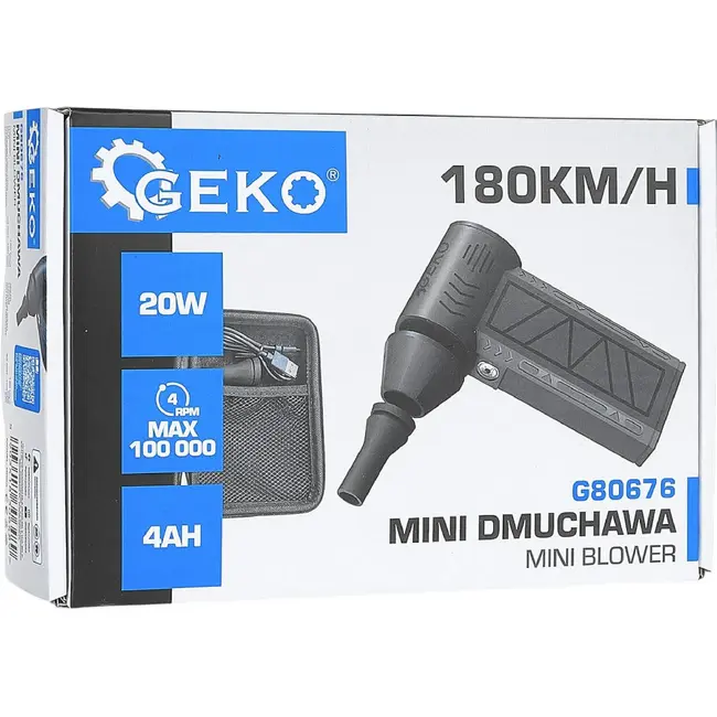 GEKO Compacte mini luchtblazer 7,4 V 4000 mAh met USB-C en led