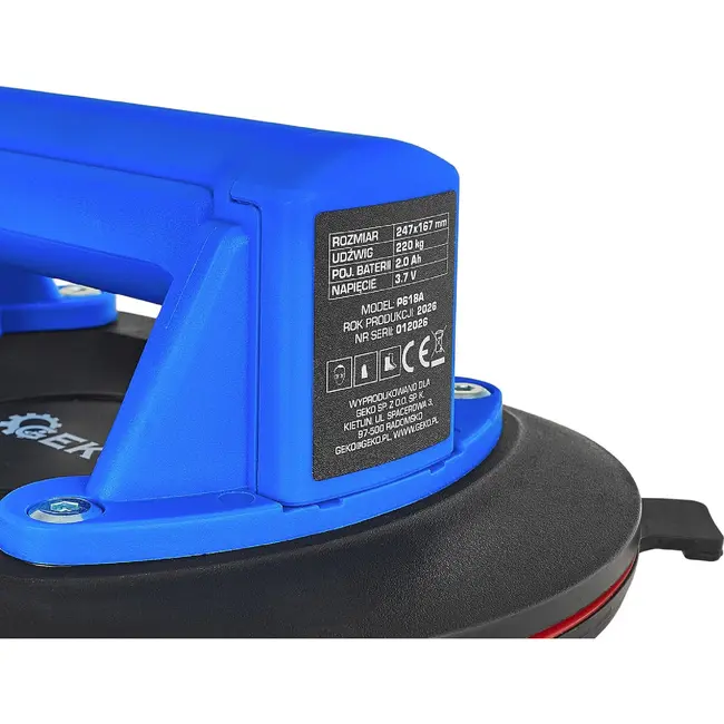 GEKO Accu vacuümzuignap 247 x 167 mm 220 kg 2,0 Ah 3,7 V praktisch