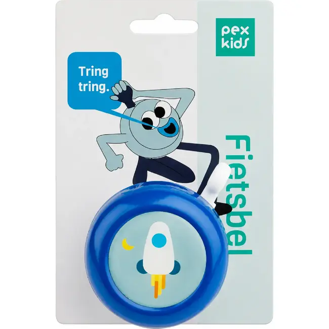 Pexkids Fietsbel voor kinderen - speels ontwerp - blauw/wit - eenvoudig te installeren