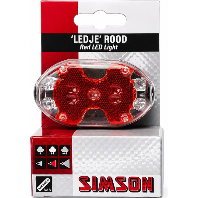 Simson Achterlicht fiets - 5 LED's - Eenvoudige montage - Inclusief batterijen