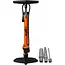 Lynx Voetpomp met manometer 6 bar - oranje stalen pomp voor fietsbanden met ventieladapters