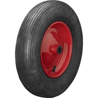 ProPlus Kruiwagenwiel - Luchtband met metalen velg - Ø 370 mm - Asgat Ø 20 mm - Zwart/Rood