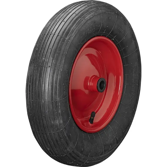 ProPlus Kruiwagenwiel - Luchtband met metalen velg - Ø 370 mm - Asgat Ø 20 mm - Zwart/Rood