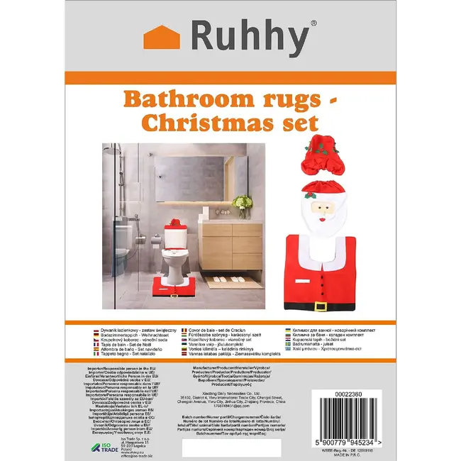 Ruhhy Badkamermat Kerstset - Vrolijke Kerstman Patroon - Veilig en Feestelijk