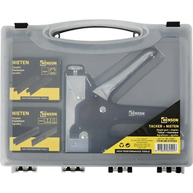 Benson Veelzijdige handtacker set - Inclusief 3 soorten nietjes en opbergkoffer