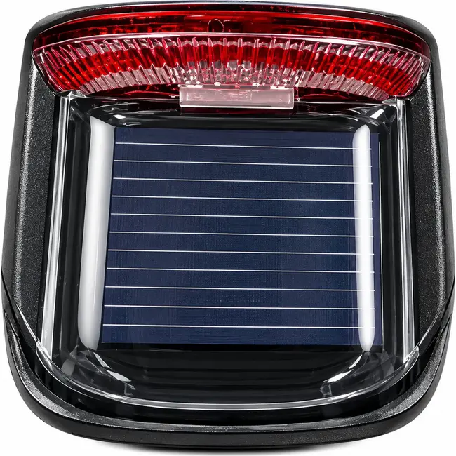 Falkx Solar LED achterlicht - Zonnecel en bewegingssensor - Montage op spatbord - 3 lumen - Rood/Zwart