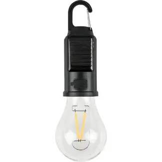 Benson Campinglamp oplaadbaar met karabijnhaak en zonnepaneel zwart