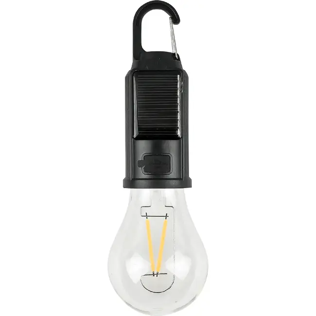 Benson Campinglamp oplaadbaar met karabijnhaak en zonnepaneel zwart