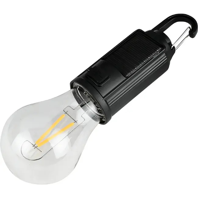 Benson Campinglamp oplaadbaar met karabijnhaak en zonnepaneel zwart