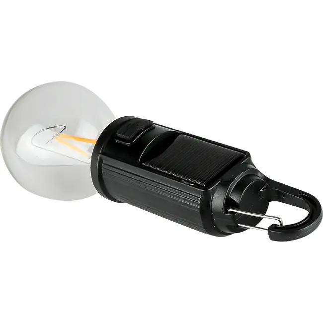 Benson Campinglamp oplaadbaar met karabijnhaak en zonnepaneel zwart