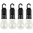 Benson Campinglamp solar 4-delig met karabijnhaak, 3 lichtstanden, dagsensor, batterij en IP44