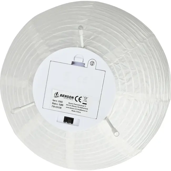 Benson Tafellamp rijstpapier rond wit 20 cm met batterijvoeding