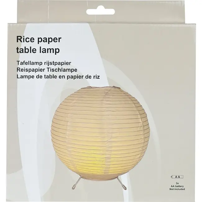 Benson Tafellamp rijstpapier rond wit 20 cm met batterijvoeding