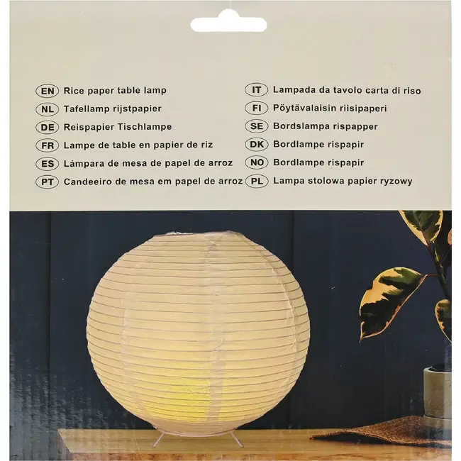 Benson Tafellamp rijstpapier rond wit 20 cm met batterijvoeding