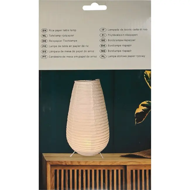 Benson Tafellamp rijstpapier ovaal wit 14,5 cm met batterijvoeding
