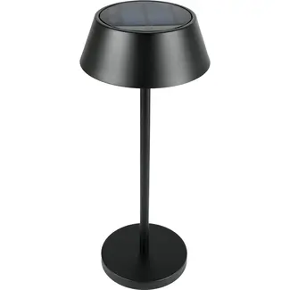 Benson Tafellamp solar zwart metaal 3 W met 120 lumen, 800 mAh accu en drie instelbare lichtstanden