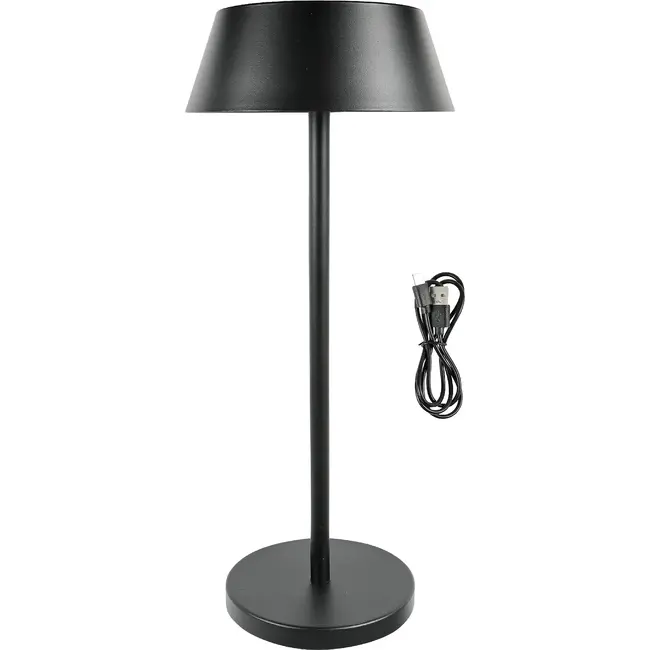 Benson Tafellamp solar zwart metaal 3 W met 120 lumen, 800 mAh accu en drie instelbare lichtstanden