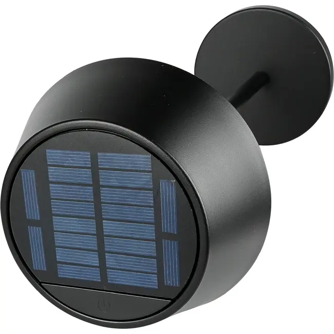 Benson Tafellamp solar zwart metaal 3 W met 120 lumen, 800 mAh accu en drie instelbare lichtstanden
