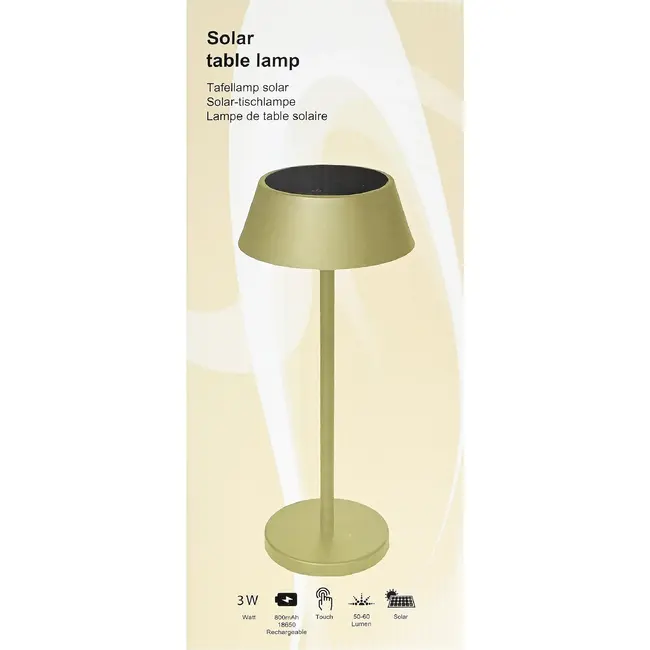 Benson Tafellamp solar beige metaal 3 W met 120 lumen, 800 mAh accu en drie instelbare lichtstanden