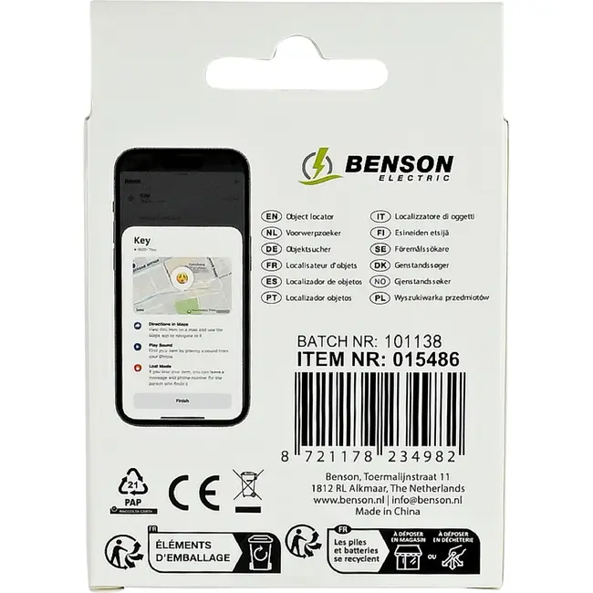 Benson Voorwerpzoeker met pieptoon en vervangbare batterij