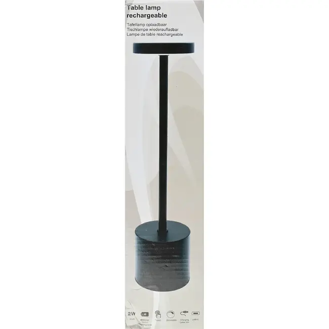 Benson Tafellamp dimbaar en oplaadbaar zwart metaal 8 x 34 cm voor tafel