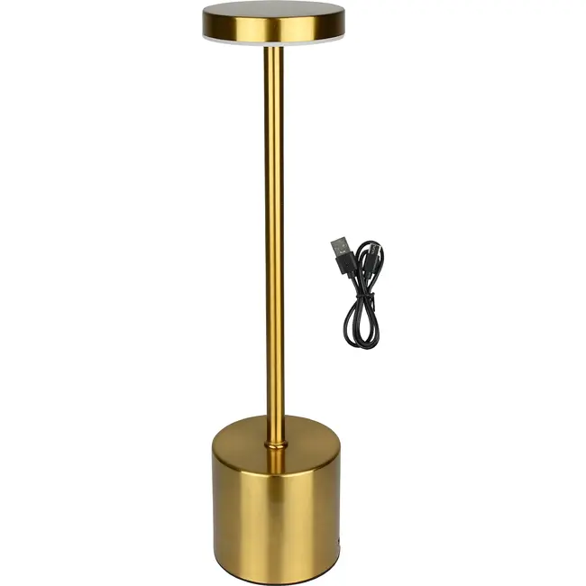 Benson Tafellamp dimbaar en oplaadbaar goud metaal 8 x 34 cm hoog