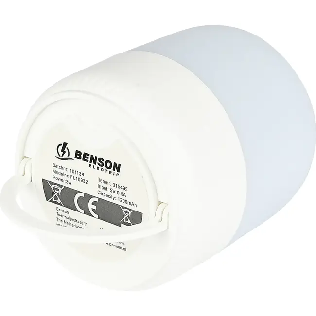 Benson Nachtlamp mini dimbaar oplaadbaar 8,6 x 7,3 cm met ABS behuizing