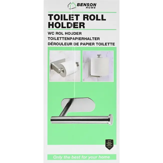 Benson Wc-rolhouder zilver zelfklevend van RVS 16,5 x 8 cm zonder boren
