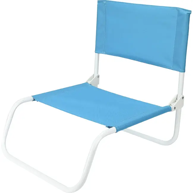 Benson Inklapbare strandstoel blauw met wit frame voor buitengebruik