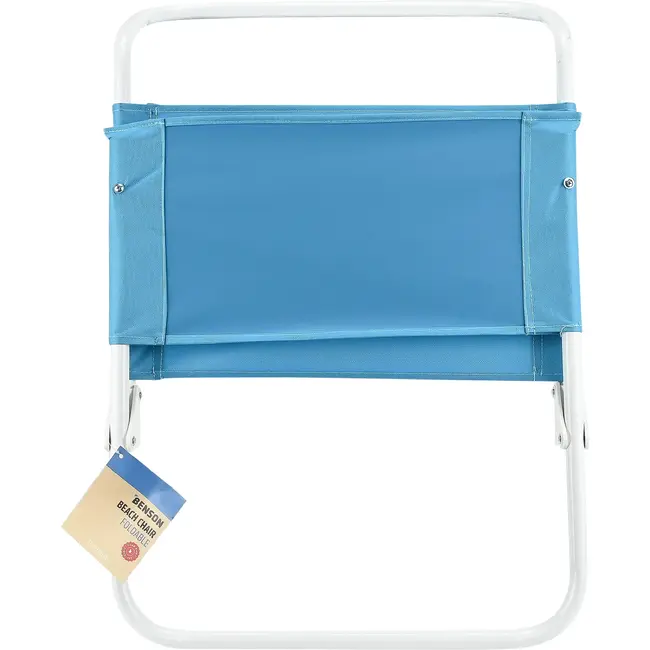 Benson Inklapbare strandstoel blauw met wit frame voor buitengebruik
