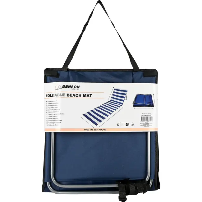 Benson Opvouwbare strandmat met verstelbare rugleuning blauw-wit
