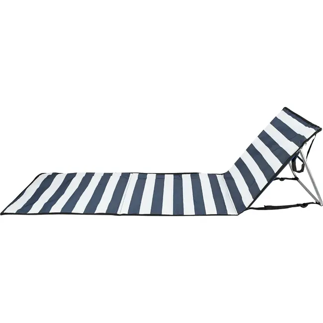 Benson Opvouwbare strandmat met verstelbare rugleuning blauw-wit